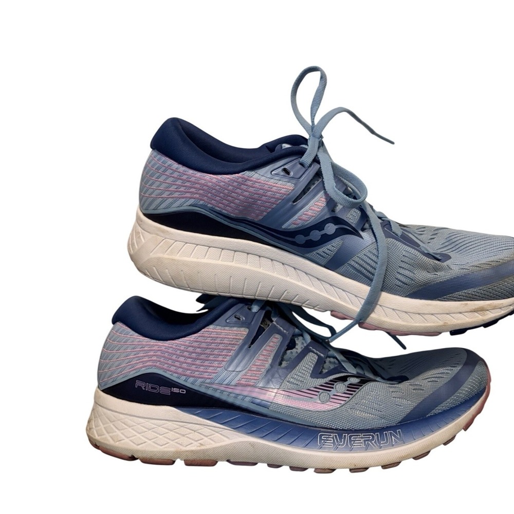 Saucony Ride ISO Womens Running Shoes Blue Pink Size 10 Low Top Sneakers